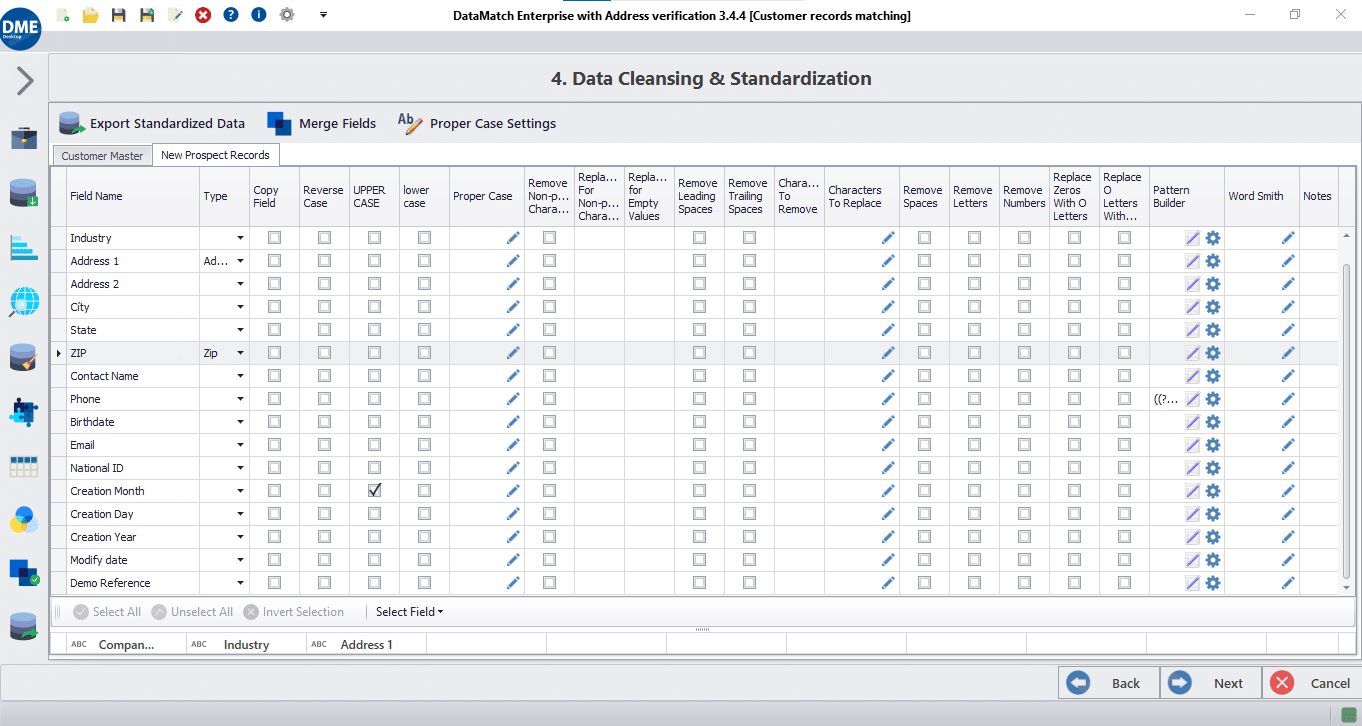 data cleansing & standardization